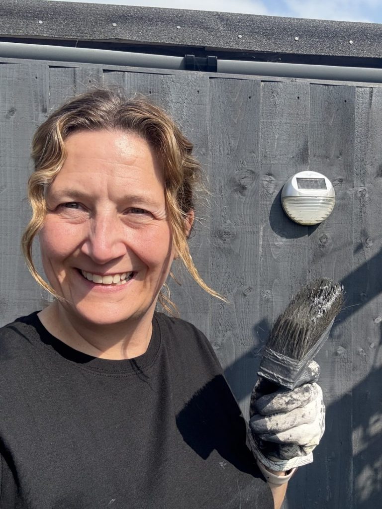 Having fun painting in the sun